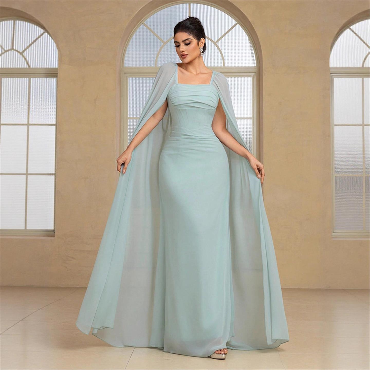 Linen Dress Wrap - Elegancka długa suknia wieczorowa w jednolitym