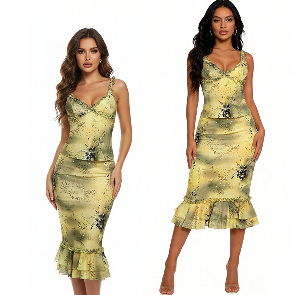 Damski Zestaw Sukienkowy 2-czę – Midi Skirt Floral recenzja i cena