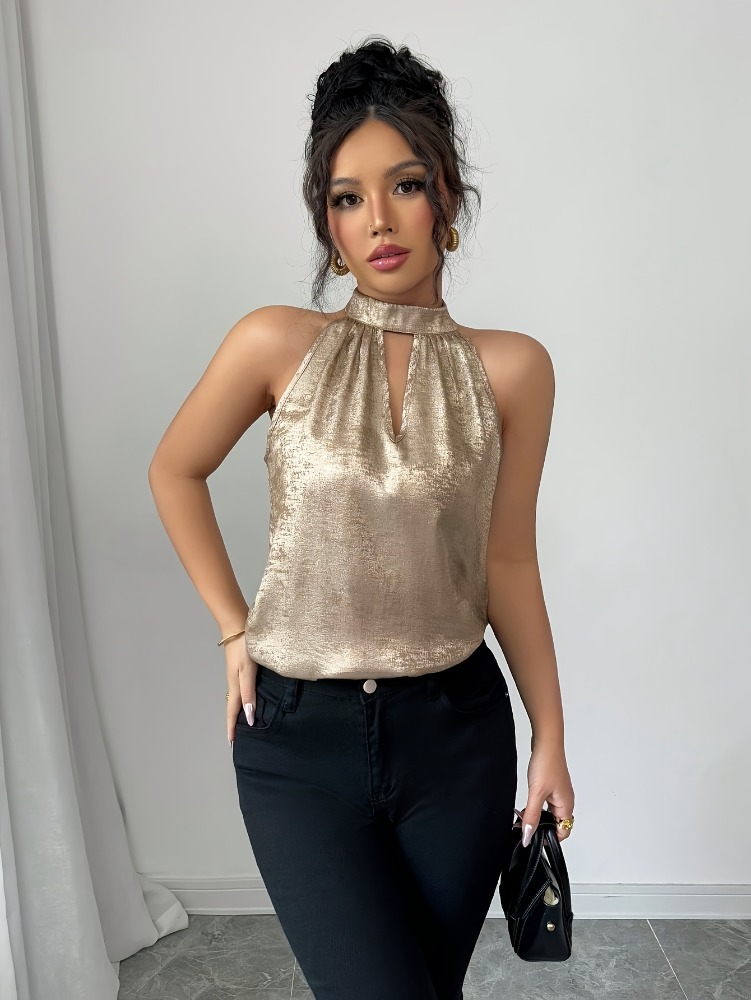 Szampańska Złota Błyszcząca Bl – Blouse Off Shoulder recenzja i cena